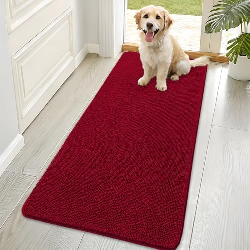 OLANLY Dog Door Mat for Muddy Paws 70x35, Super Absorbent Chenille Mud Mat