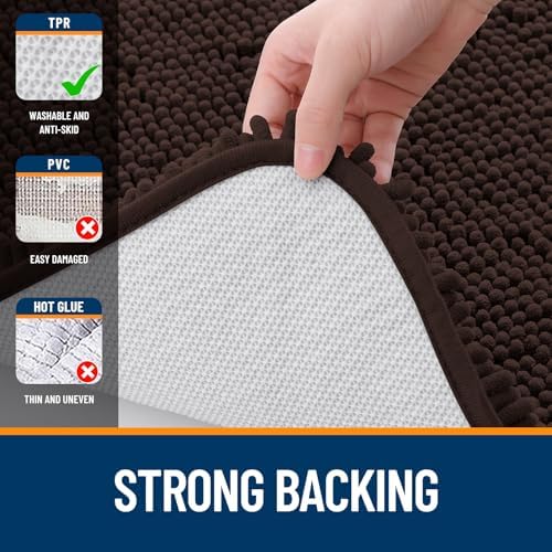 OLANLY Bathroom Rugs 32x20, Extra Soft Absorbent Chenille Bath Rugs