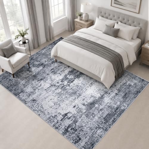 Area Rug Living Room: 5x5 Modern Washable Indoor Soft Carpet Grey