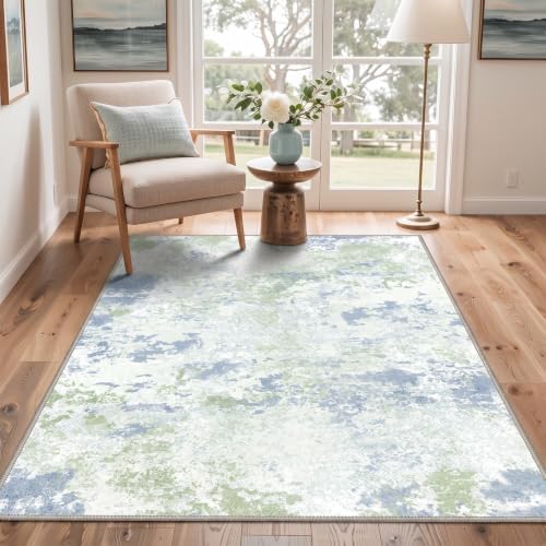 BEIMO Area Rugs 10x14 for Living Room, Green Ivory Washable Abstract Rug