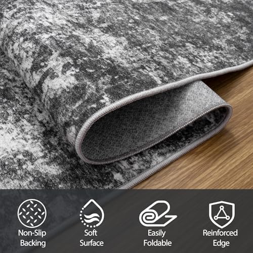 5x8 Area Rugs for Living Room Washable Bedroom Dining Room Black Grey