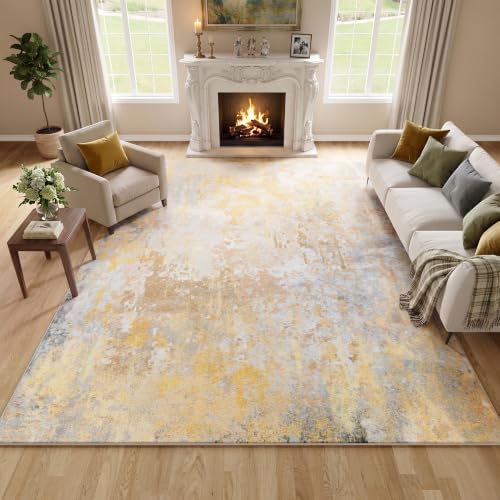 Beige Gold Washable Rug 5x7 Area Rugs for Living Room Bedroom Carpet