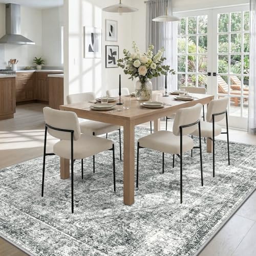 CAPALOCA 8x10 Washable Nursery Girls Low Pile Area Rug Grey