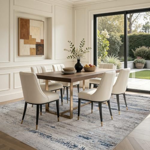 DMOYEST Area Rug Living Room Rugs 9x12 Washable Abstract Brown Bluish