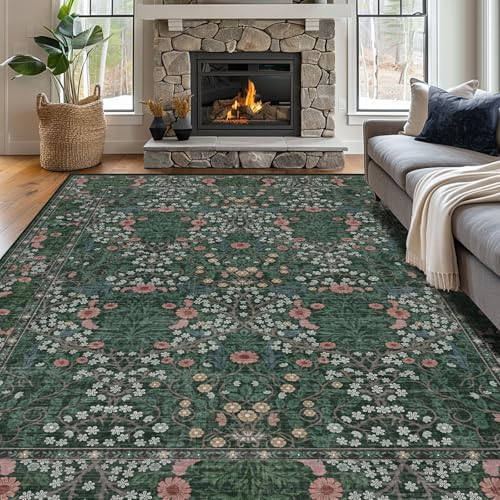 Area Rug for Living Room 10x12 Washable Soft Carpet (Green)