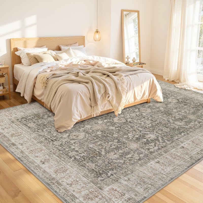 8x10 Area Rugs Living Room: Bedroom Washable Carpet Warm Taupe