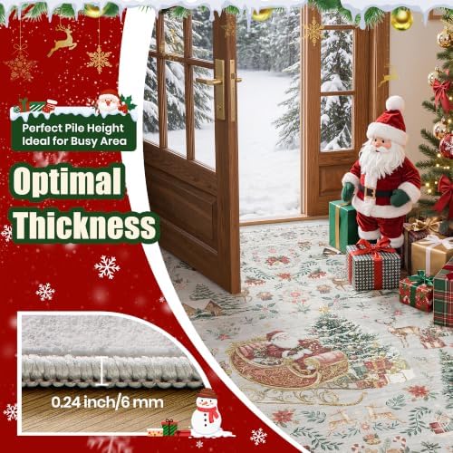 zesthome 3x5 Christmas Kitchen Rugs for Living Room, Grey Washable Area Rug
