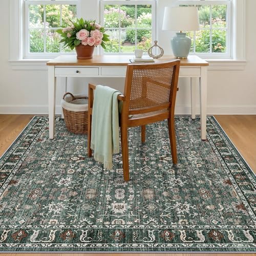 Washable Square 5x5 Rug Vintage: Ultra Soft Living Room Area Rug Under Sofa