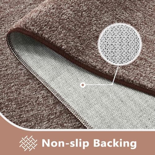 5x7 Brown/White Area Rug Non-Slip Washable Soft for Living Room Bedroom