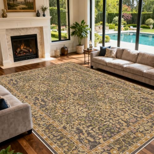 9x12 Washable Area Rugs for Living Room Soft Carpet (Goldenrod)