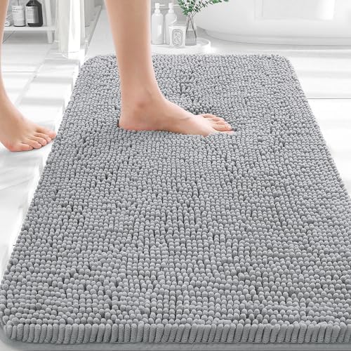 OLANLY Small Bathroom Rugs 30x18, Extra Soft Absorbent Chenille Bath Rugs