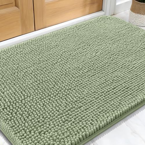 OLANLY Dog Door Mat for Muddy Paws 34x21, Super Absorbent Chenille Mud Mat