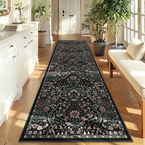 3x10 Floral Runner Rug for Kitchen Washable Hallway Runner Rug