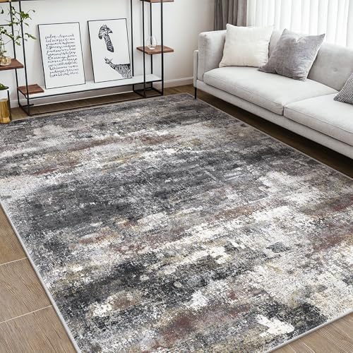 BEIMO 6x9 Area Rugs for Bedroom, Dark Grey Washable Abstract Non Slip Rug