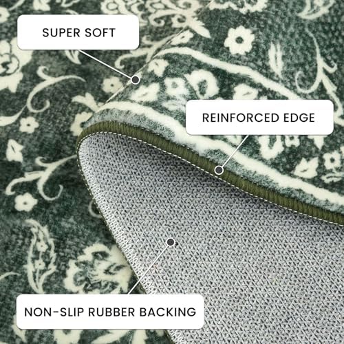 Washable Vintage 3x8 Runner Rug Non Slip Runners for Hallway