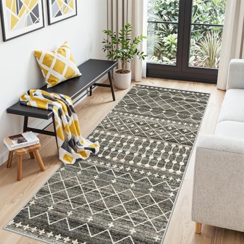 Miukiki 3x8 Washable Runner Rug Hallway Soft Non Slip Indoor Rug Black