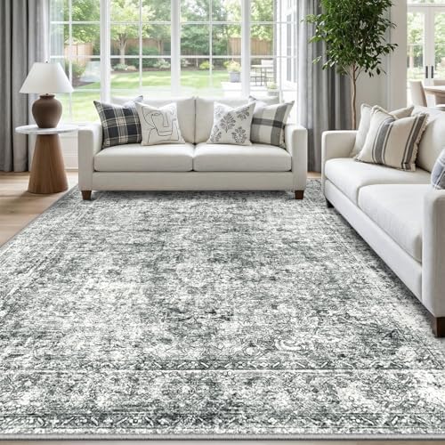 CAPALOCA 8x10 Washable Nursery Girls Low Pile Area Rug Grey