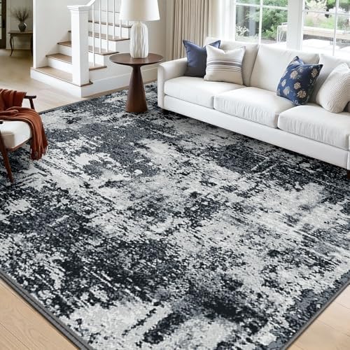 RELEANY Washable Square 10' x10' Area Rug for Living Room Black White