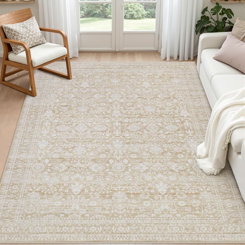 3x5 Area Rugs Living Room: Bedroom Washable Carpet Natural Beige