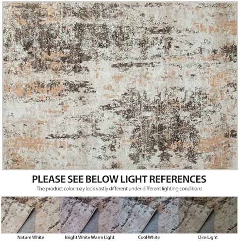 9x12 Area Rugs for Living Room Washable Bedroom Dining Room Brown Beige