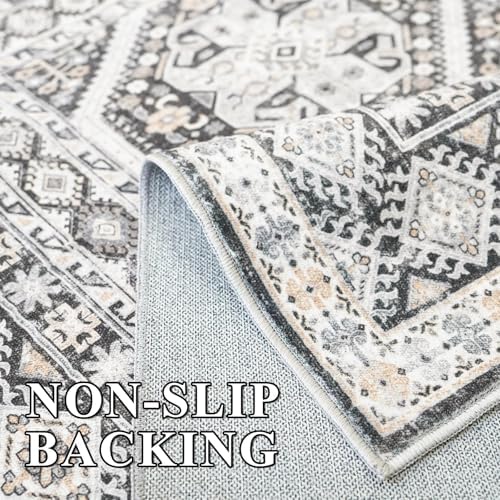 Large Area Rug 10x14 Non-slip: Washable Rug for Living Room Floor Black
