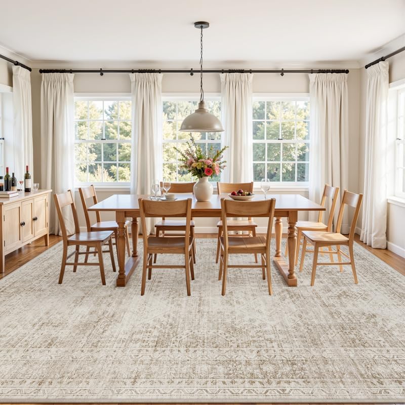 Area Rugs 9x12 Living Room: Bedroom Neutral Washable Carpet Brown