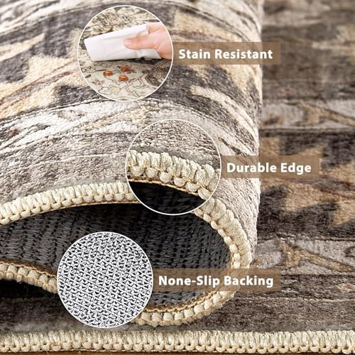 cotiled 3x10 Hallway Runner Rug for Entryway, Non-Slip Vintage, Brown