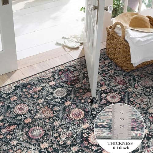 Lahome Moroccan Washable Round Area Rug, Soft Round Rugs 6ft Ultra-Thin