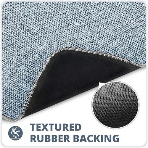 Bosap Bath Mat,Ultra Thin Bathroom Runner Rugs,Large Bath Mats for Bathroom,Quick Dry,Non-Slip,Machine Washable,Low Pile,Bath Rug,Shower Outside,Sink,Home Decor Accessories.Blue,1'5"x2'11"（17x35inch）