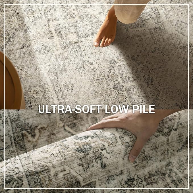 9x12 Area Rugs for Living Room: Washable Bedroom Rug Non Slip Boho Carpet
