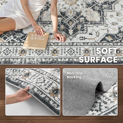 zesthome 5x7 Area Rugs for Living Room,Large Washable Rug,Black