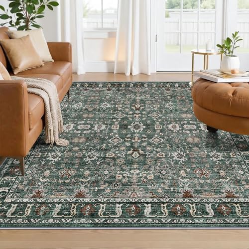 Washable Square 5x5 Rug Vintage: Ultra Soft Living Room Area Rug Under Sofa