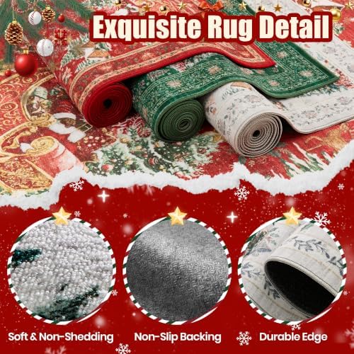 zesthome 3x5 Christmas Kitchen Rugs for Living Room, Grey Washable Area Rug