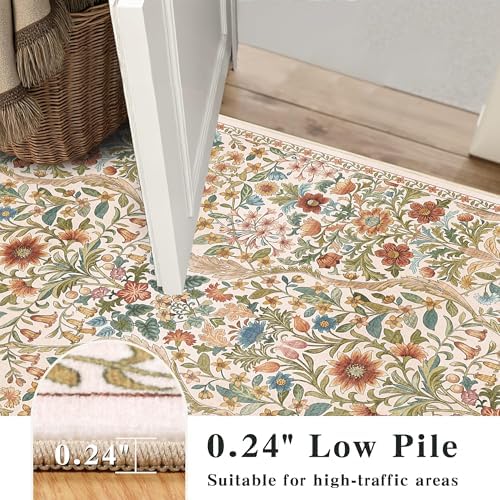 2x5 Floral Runner Rug for Kitchen Washable Hallway Runner Rug