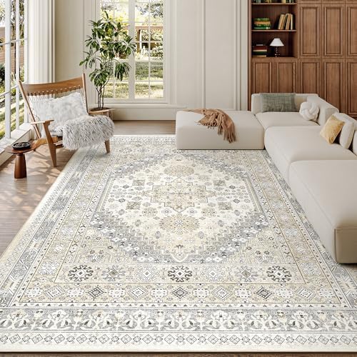 zesthome 5x7 Area Rugs for Living Room,Large Washable Rug,Beige