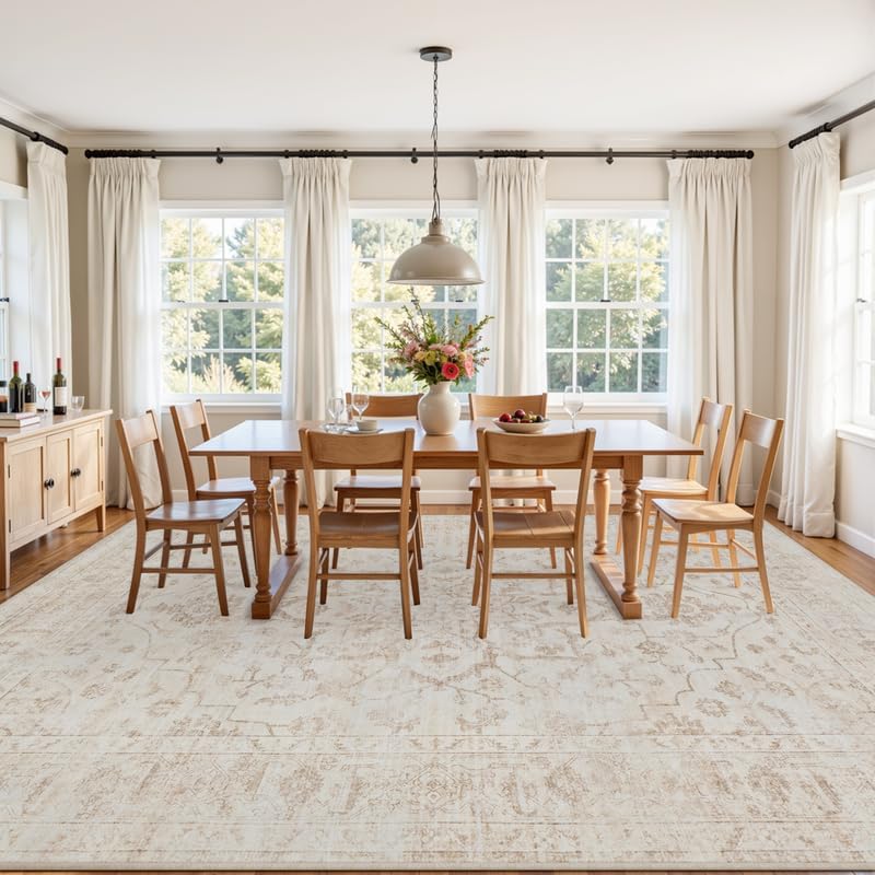 8x10 Area Rugs Living Room: Bedroom Washable Carpet Warm Beige