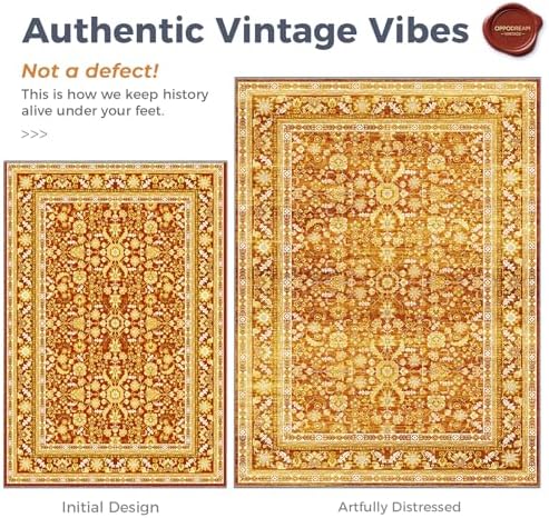 OPPODREAM Vintage Orange Area Rugs 2x3, Washable Rug for Living Room