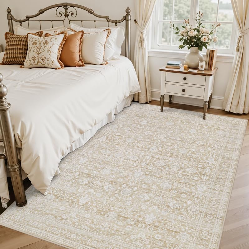 3x5 Area Rugs Living Room: Bedroom Washable Carpet Natural Beige