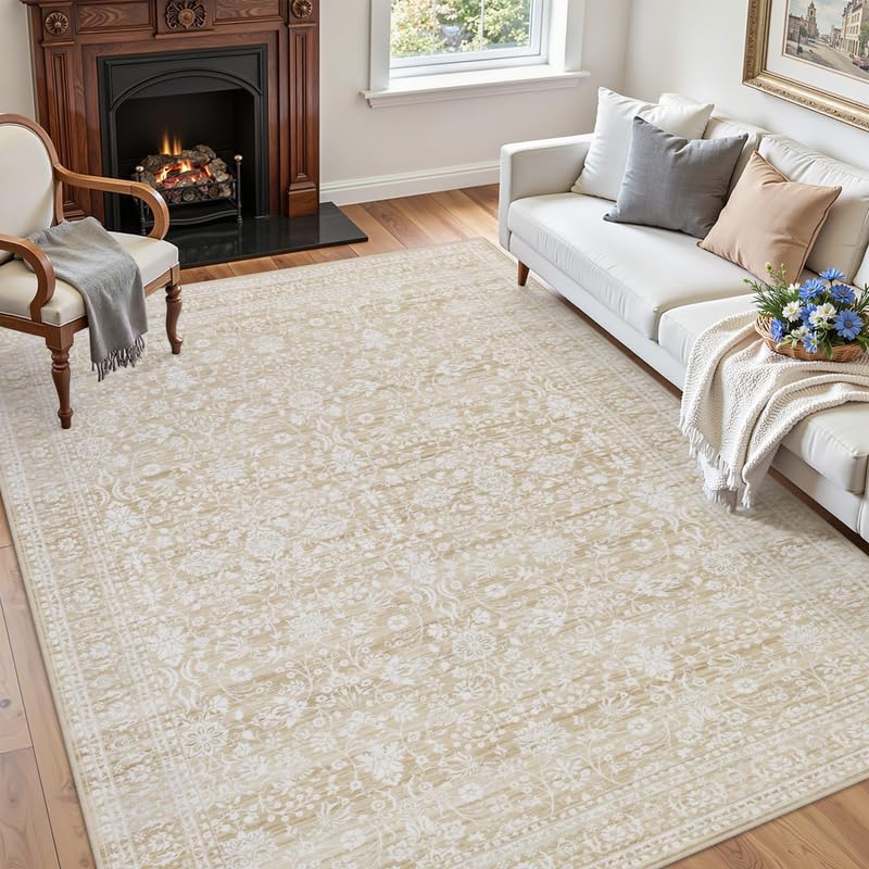 3x5 Area Rugs Living Room: Bedroom Washable Carpet Natural Beige