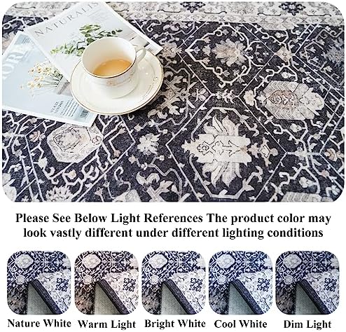 Washable 3x25 Extra Long Runners: Oriental Soft Non-Slip Hallway Runner Rugs for Kitchen Dining Room Indoor Low Pile Thin Entry Floor Mat Stain Resistant Carpet for Living Room Bedroom (3 x 25,Black)