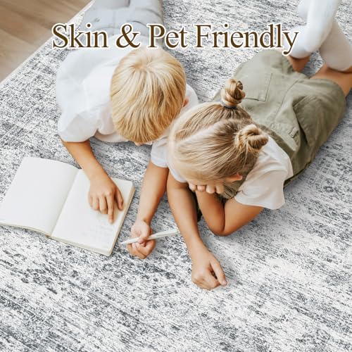 Soalmost 10x12 Area Rugs for Living Room Washable Rug Non-Slip Grey