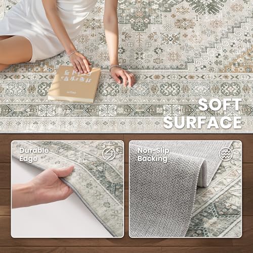zesthome 8x10 Area Rugs for Living Room,Large Washable Rug,Brown