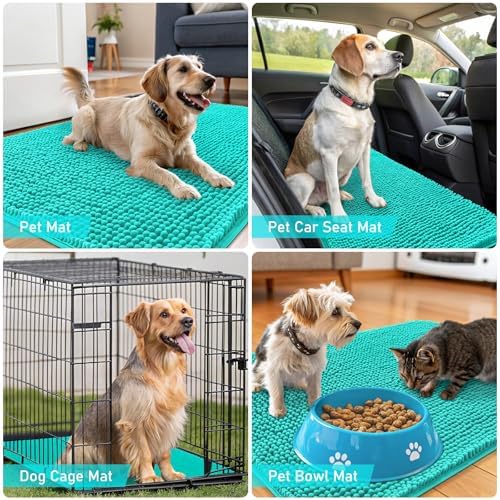 OLANLY Dog Door Mat for Muddy Paws 44x24, Super Absorbent Chenille Mud Mat