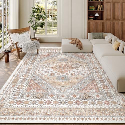 zesthome 7x10 Area Rug for Living Room,Large Washable Rug,Orange