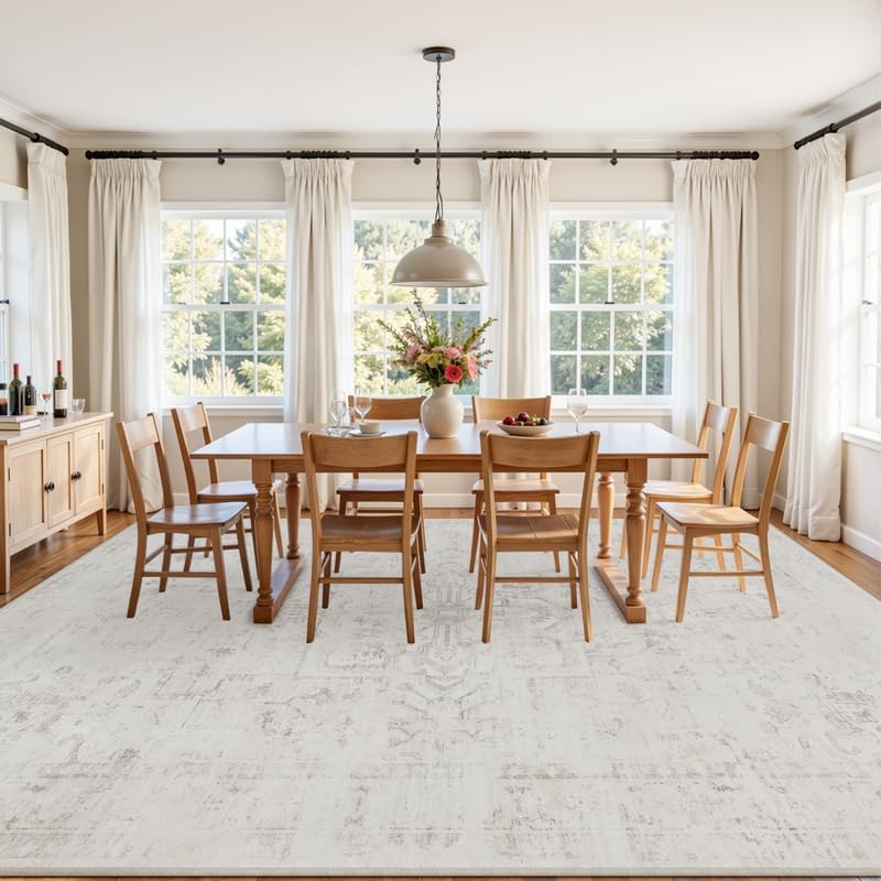 8x10 Area Rugs Living Room: Bedroom Washable Carpet Neutral Cream
