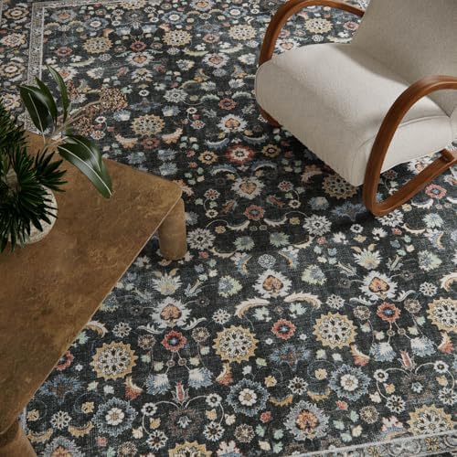 Washable Area Rugs for Living Room: 6x9 Bedroom Rug Vintage Boho Area Rug Stain Resistant Non Slip Low Pile Lightweight Soft Carpets for Living Room Dining Room Kitchen Nursery Kids Room Farmhouse