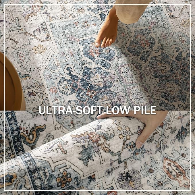 Machine Washable Kitchen Runner Rugs: 2'x10' Hallway Runner Rug Non Slip Low Pile Stain Resistant Soft Carpet Runners for Hallways Indoor Entryway Kitchen Laundry Room Beside Farmhouse