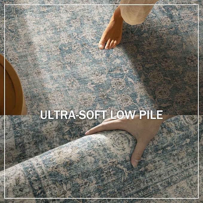 Washable Kitchen Rug Runners for Hallways: 2'x10' Bedroom Rug with Non Slip Backing Low-Pile Soft Indoor Floor Carpet Runner for Indoor Entryway Hallways Kitchen Laundry Room Farmhouse