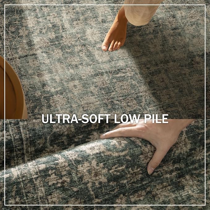 Machine Washable Throw Rugs for Entryway: Door Mat Indoor Entrance 4x6 Rug Boho Small Area Rug Non-Slip Low Pile Kitchen Rug for Front Door Indoor Entrance Entry Kids Room